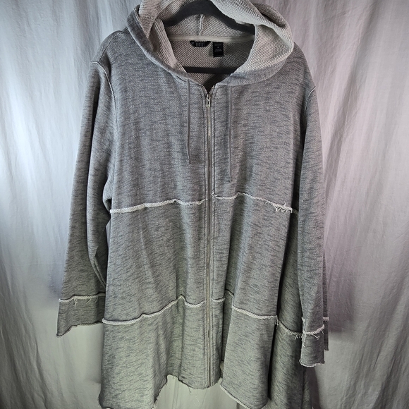 Kaktus womens_hooded full zip closure sweater in gray size 3X - Picture 1 of 13